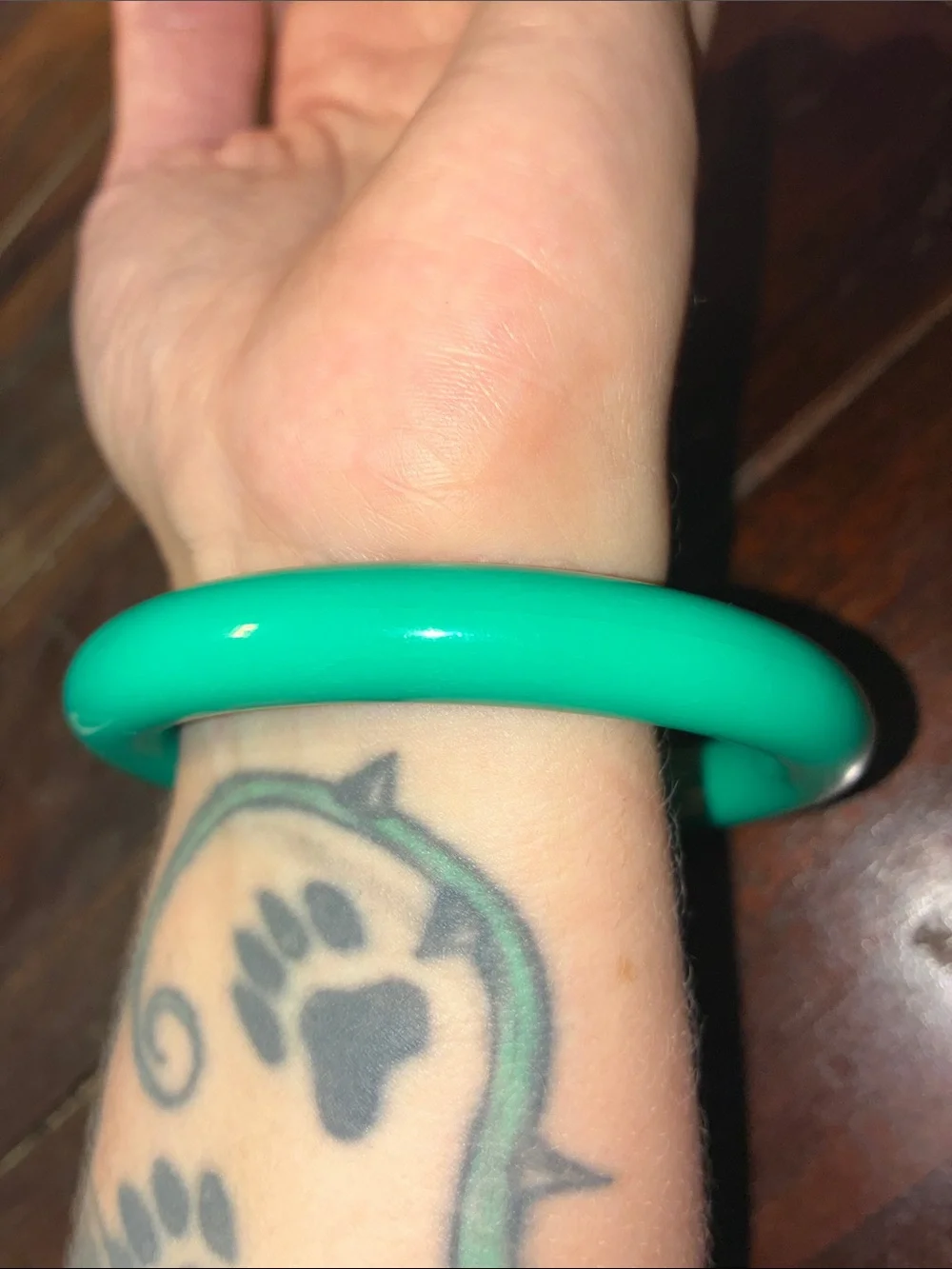 Green White and Turquoise Colored Resin Bangle Bracelets Set of 3 - Unbranded